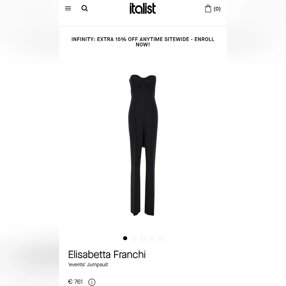 $765 Luxury Elisabetta Franchi Italian Black Strapless Gold Logo Pocket Jumpsuit - Picture 2 of 13